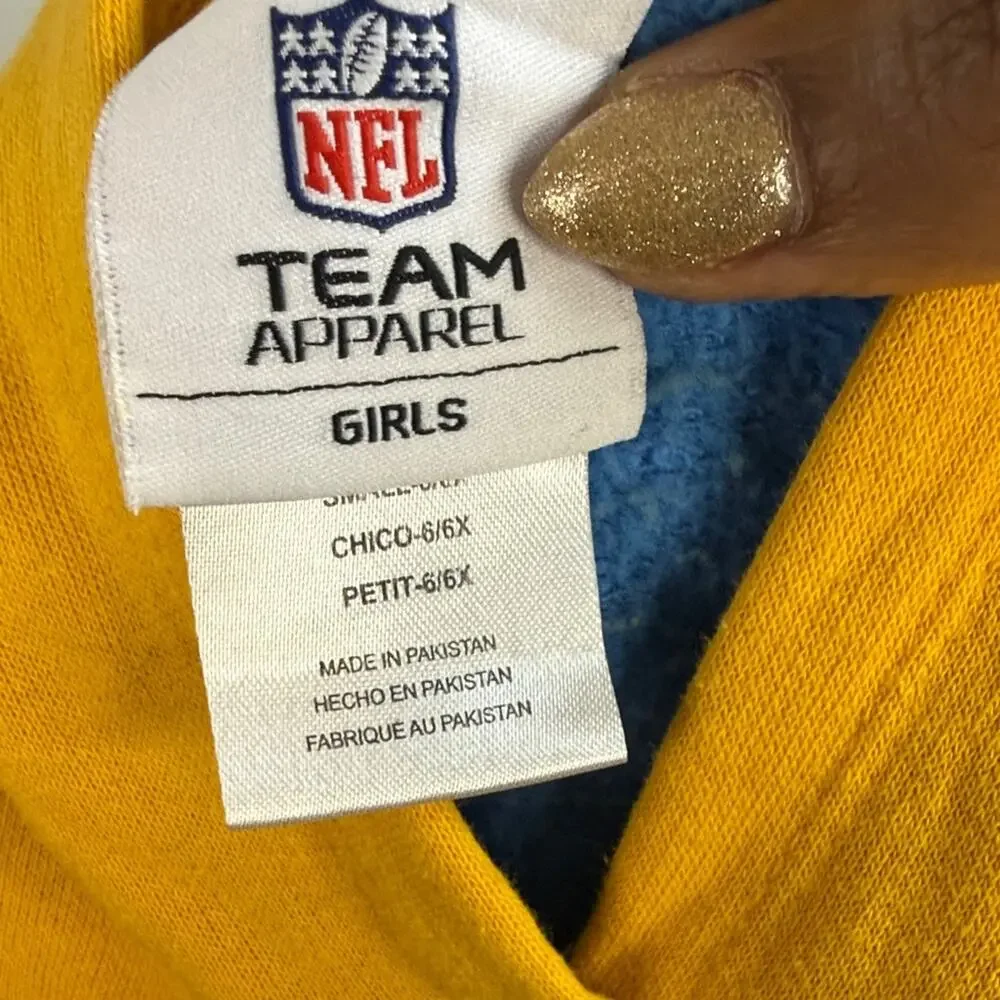 NFL Team Apparel Girls Chargers Logo Yellow and Blue Pullover Hoodie size Small